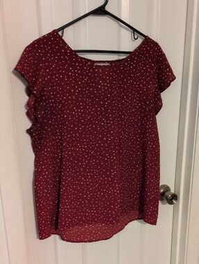 Women's Red Polka Dot Short Sleeve Blouse